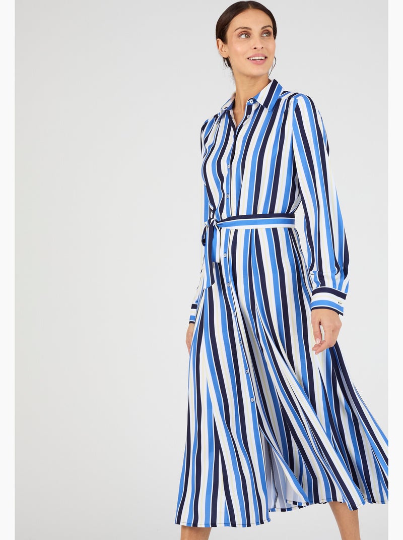 Robe-chemisier rayée - Damart Bleu - Kiabi