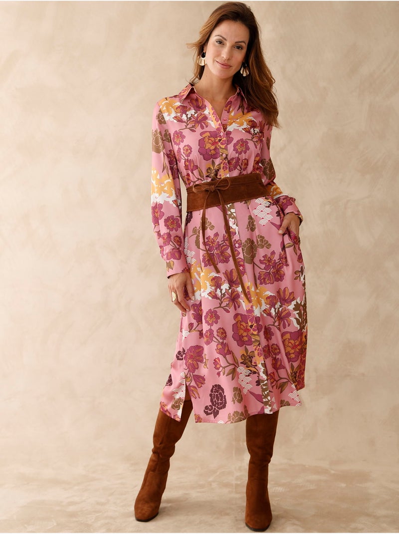 Robe chemisier toute boutonnée - DAXON Rose/Multicolore - Kiabi