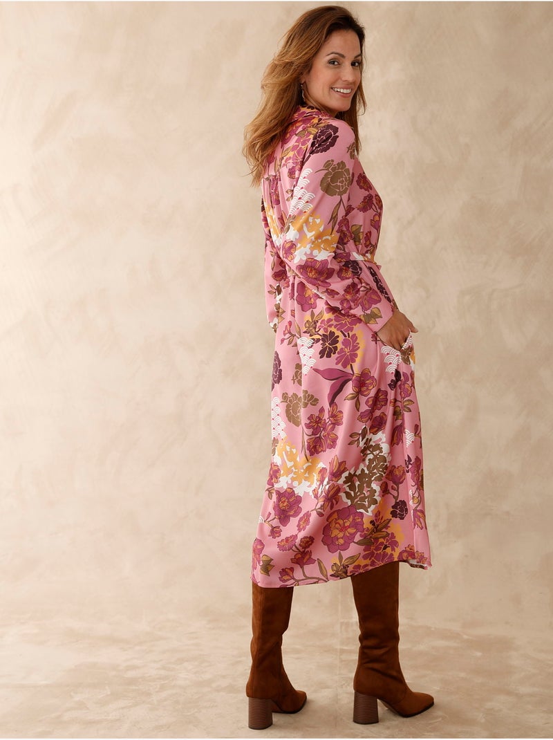 Robe chemisier toute boutonnée - DAXON Rose/Multicolore - Kiabi