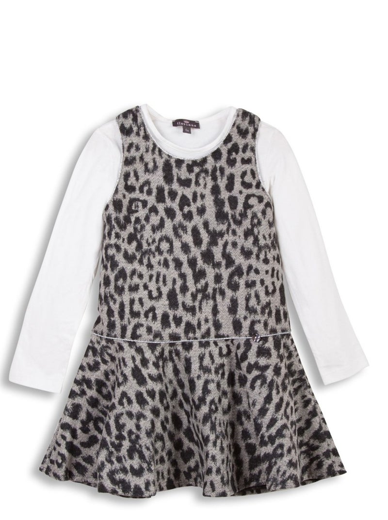 Robe Chic 2 En 1 Manches Longues 'floriane' Gris foncé - Kiabi