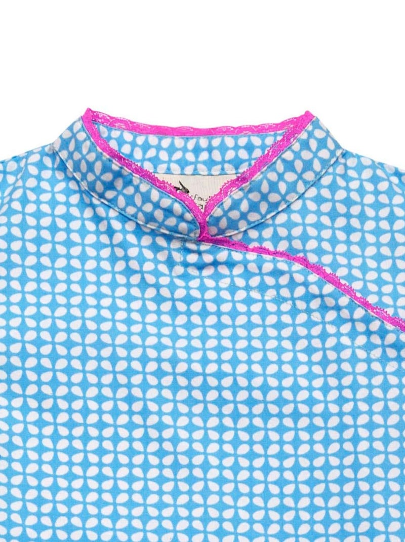 Robe  Chinoise   avec Col Mao  ANNAM - La Faute à Voltaire Bleu turquoise - Kiabi