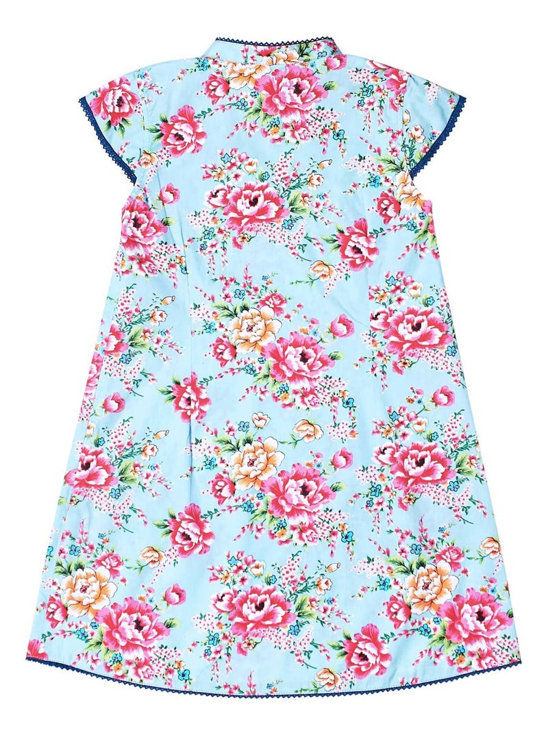 Robe Chinoise  Fleurie    ANNAM - La Faute à Voltaire Bleu turquoise - Kiabi