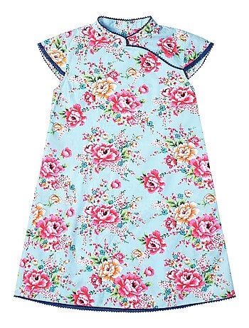 Robe Chinoise Fleurie Col Mao ANNAM - La Faute à Voltaire