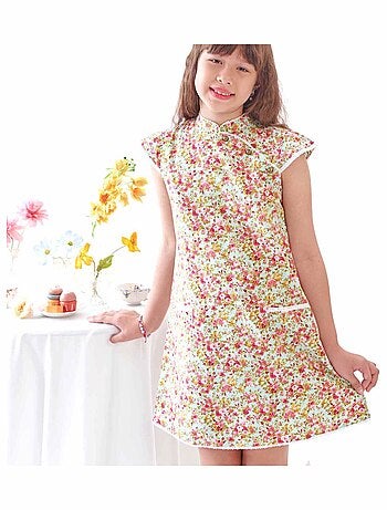 Robe Chinoise Fleurie col Mao ANNAM - La Faute à Voltaire