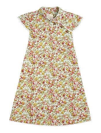 Robe Chinoise Fleurie col Mao ANNAM - La Faute à Voltaire
