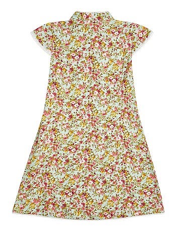 Robe Chinoise Fleurie col Mao ANNAM - La Faute à Voltaire