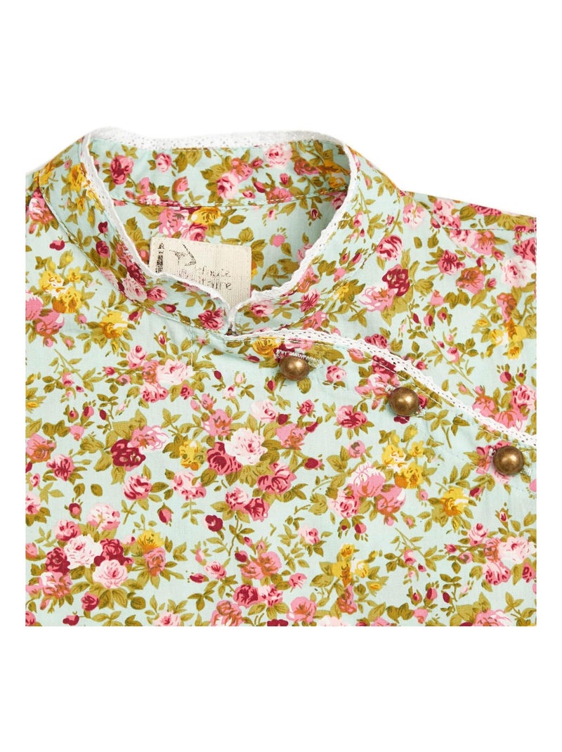 Robe Chinoise Fleurie    col Mao  ANNAM - La Faute à Voltaire Vert d'eau - Kiabi