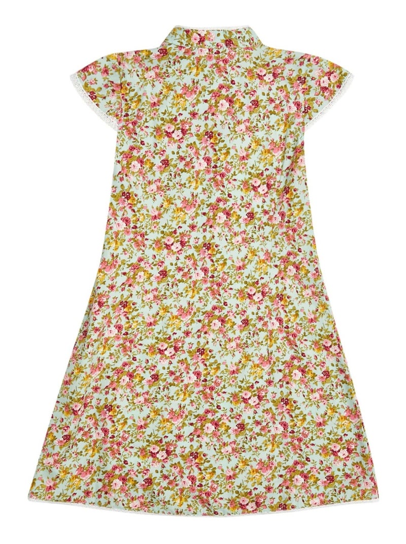 Robe Chinoise Fleurie    col Mao  ANNAM - La Faute à Voltaire Vert d'eau - Kiabi