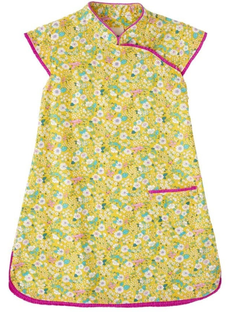 Robe Chinoise  Liberty  à Col Mao  ANNAM - La Faute à Voltaire Jaune - Kiabi