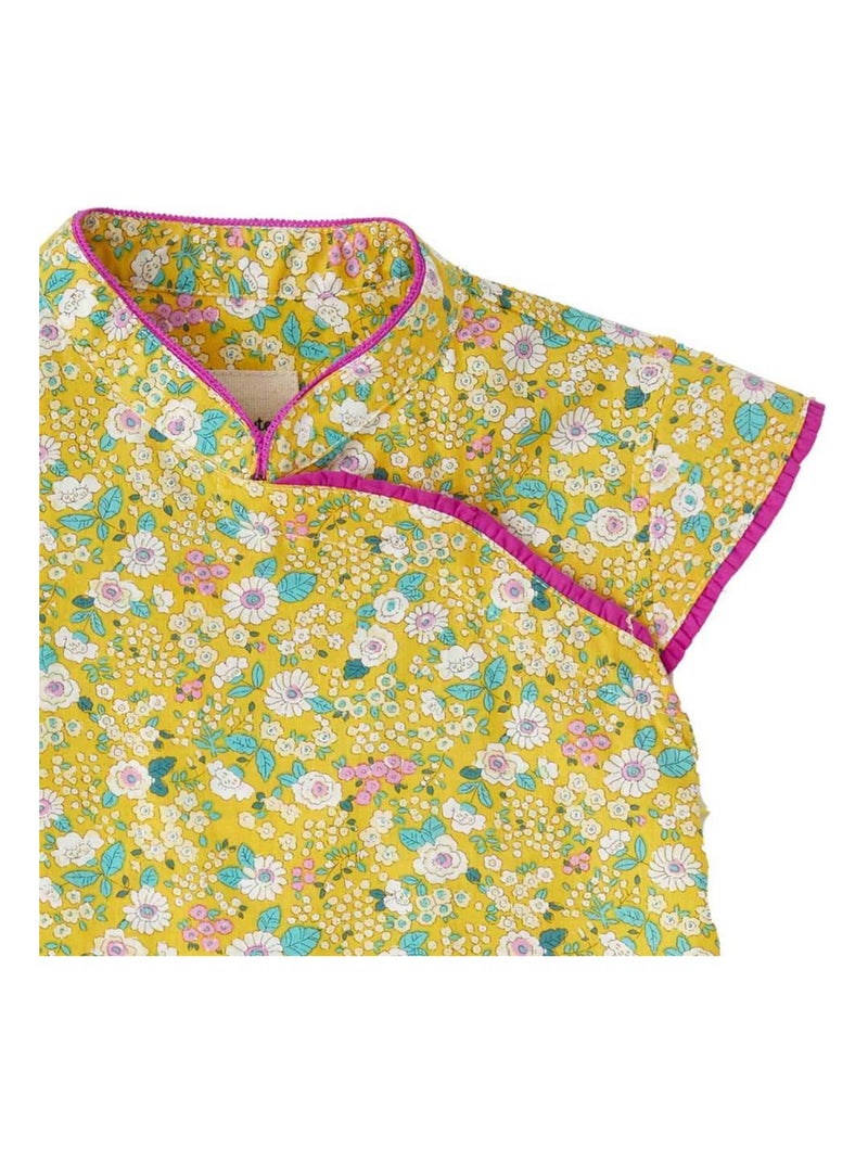 Robe Chinoise  Liberty  à Col Mao  ANNAM - La Faute à Voltaire Jaune - Kiabi