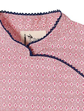 Robe Chinoise Rose Fille Col Mao ANNAM - 'LA FAUTE A VOLTAIRE'