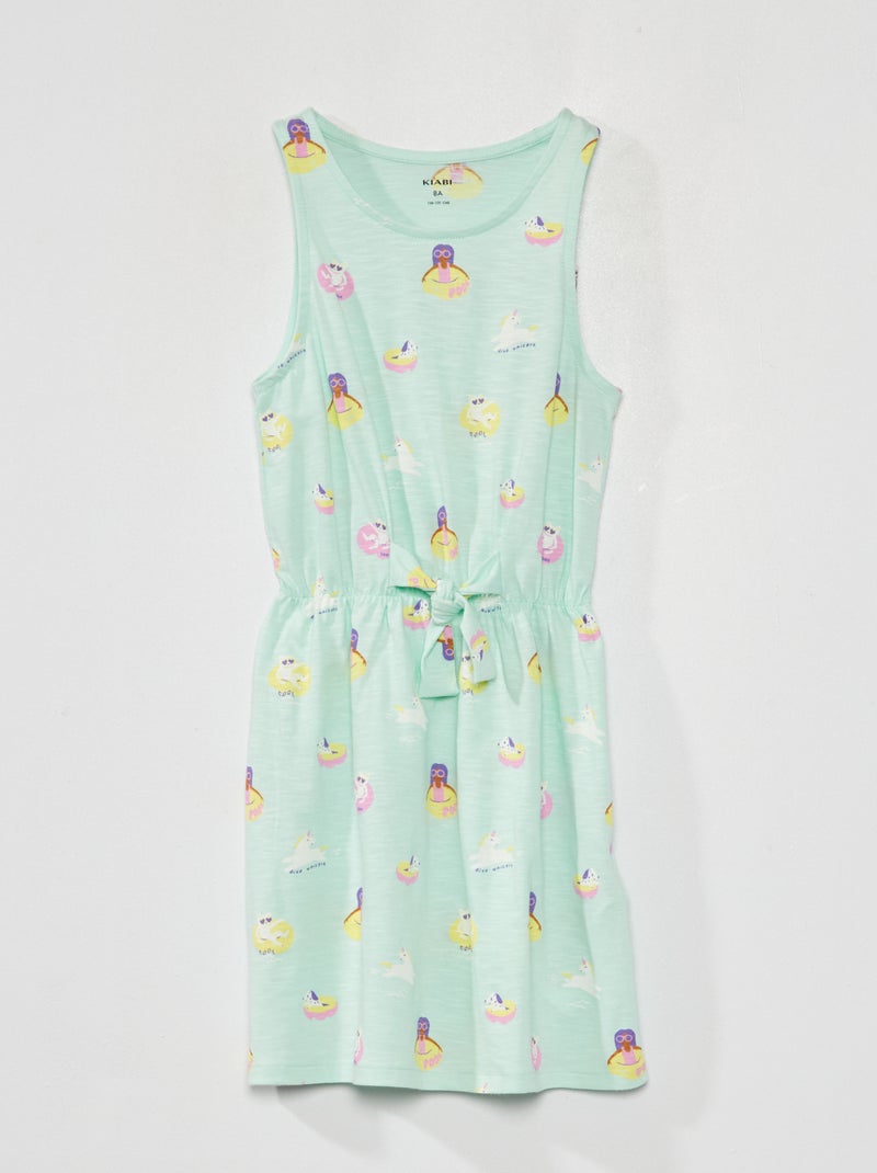 Robe cintrée avec imprimé fantaisie Vert - Kiabi
