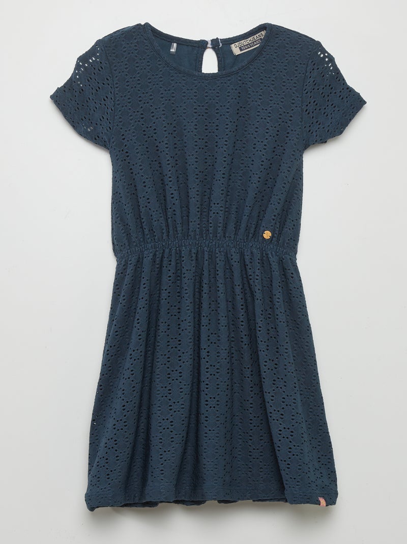 Robe cintrée en maille ajourée Bleu marine - Kiabi