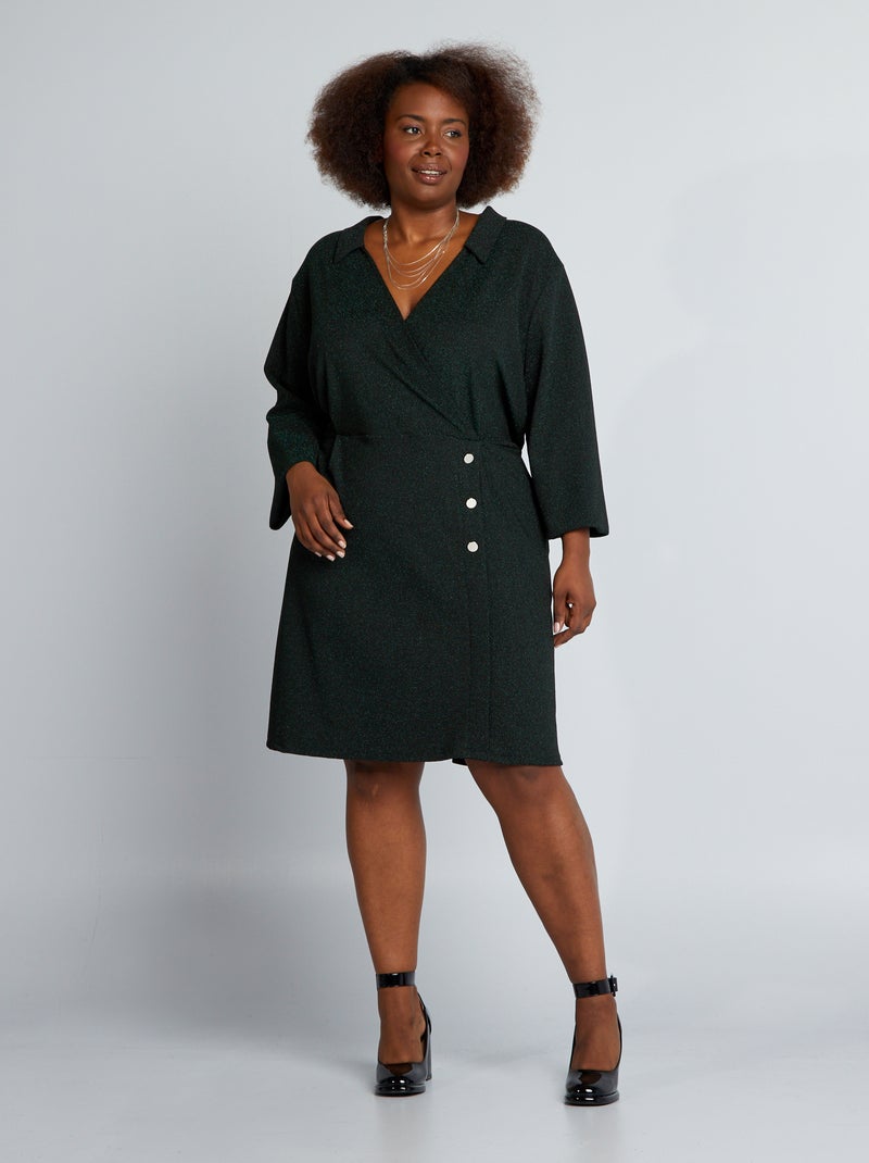 Robe cintrée en maille bisou Vert foncé - Kiabi
