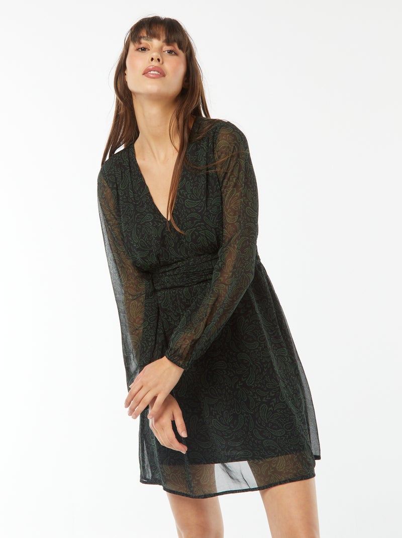 Robe cintrée en maille crêpe Vert - Kiabi