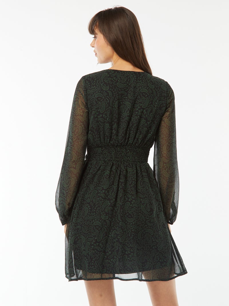 Robe cintrée en maille crêpe Vert - Kiabi
