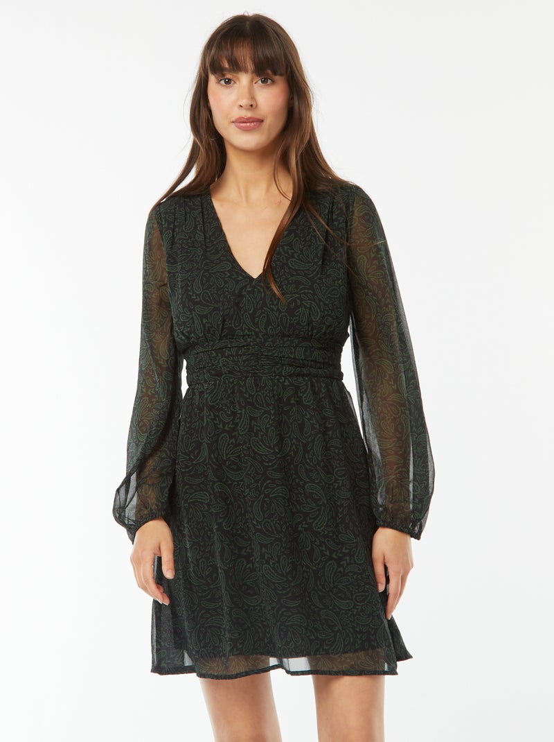 Robe cintrée en maille crêpe Vert - Kiabi