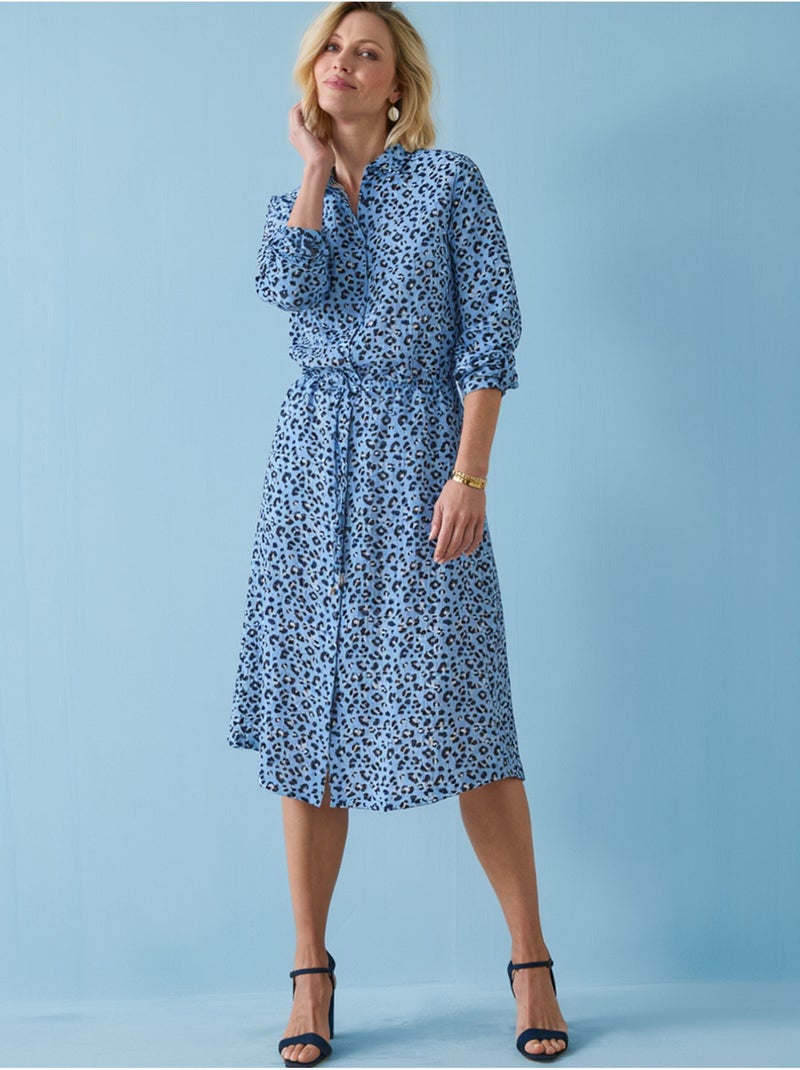 Robe classique manches longues - DAXON Bleu Multicolore - Kiabi