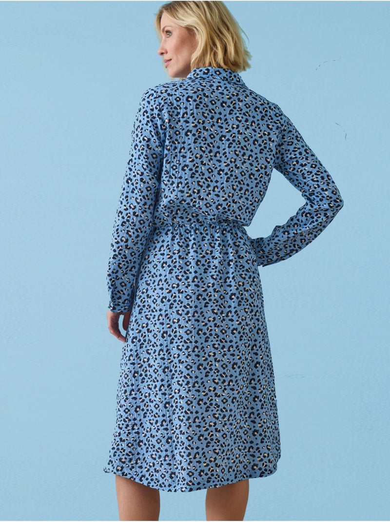 Robe classique manches longues - DAXON Bleu Multicolore - Kiabi