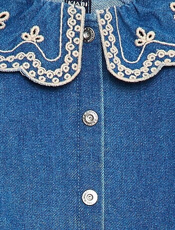 Robe col brodé en coton