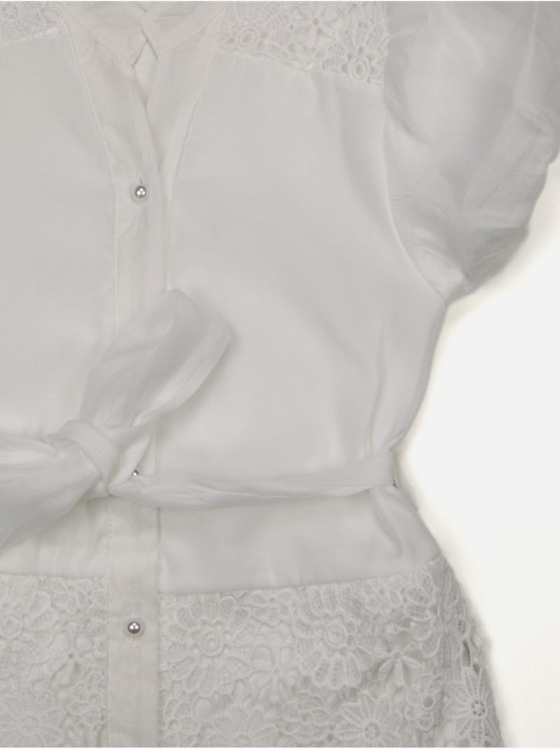 Robe col chemise - Kids Star Blanc - Kiabi