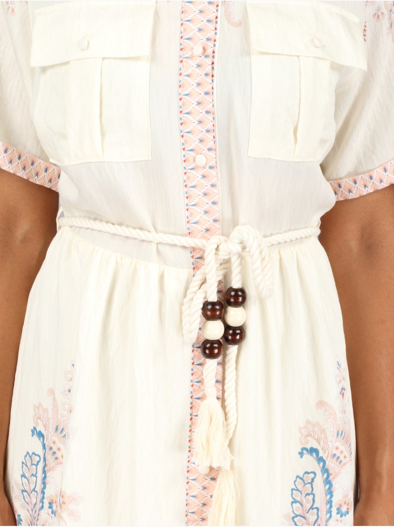 Robe col chemise Crème - Kiabi