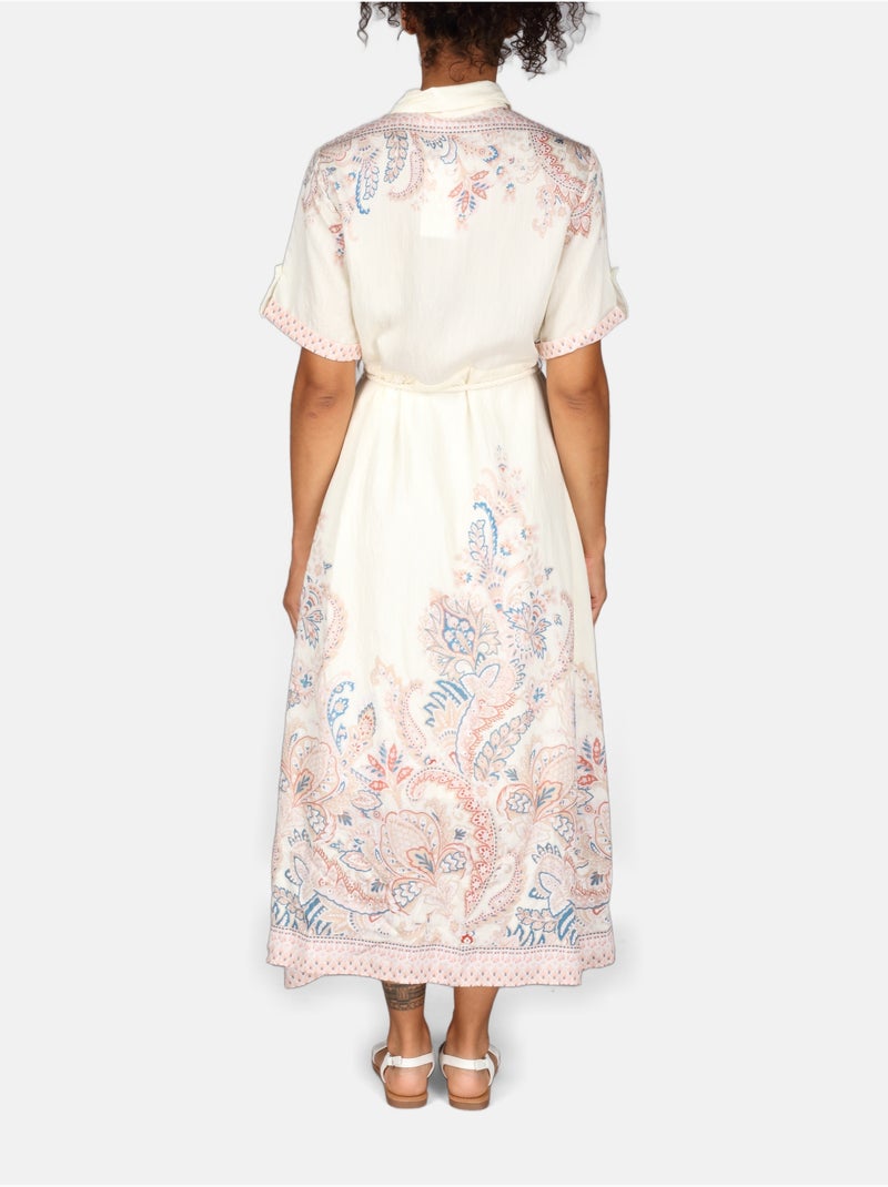 Robe col chemise Crème - Kiabi