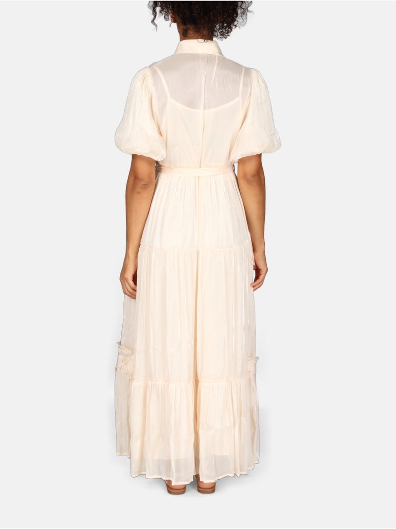 Robe col chemise Crème - Kiabi