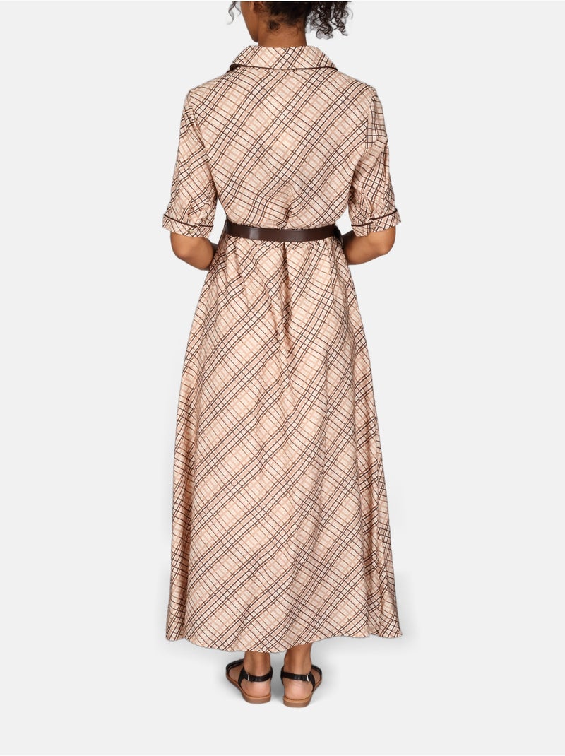 Robe col chemise Marron - Kiabi