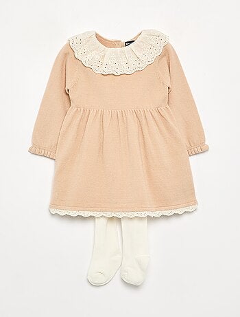 Robe col claudine + collants