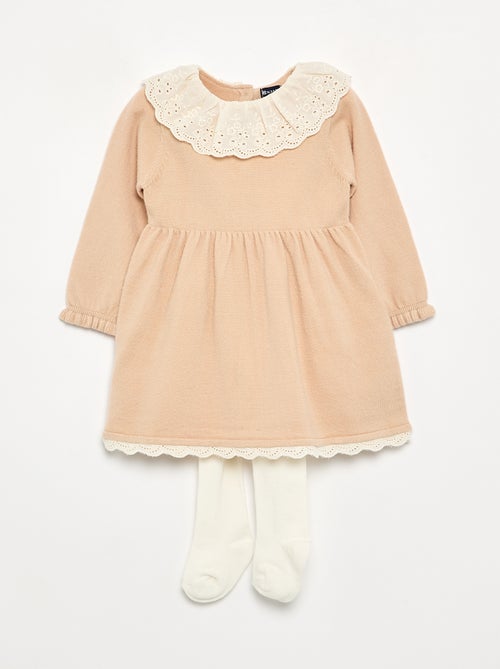 Robe col claudine + collants - Kiabi