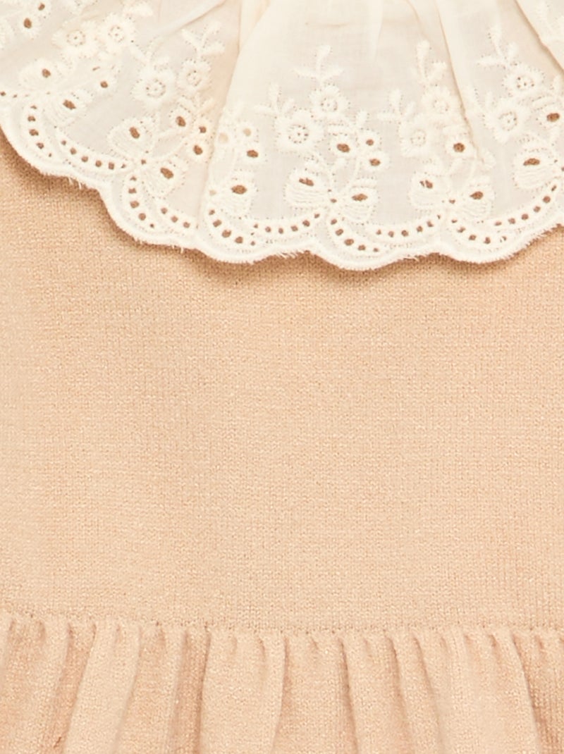 Robe col claudine + collants Beige - Kiabi