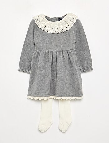 Robe col claudine + collants
