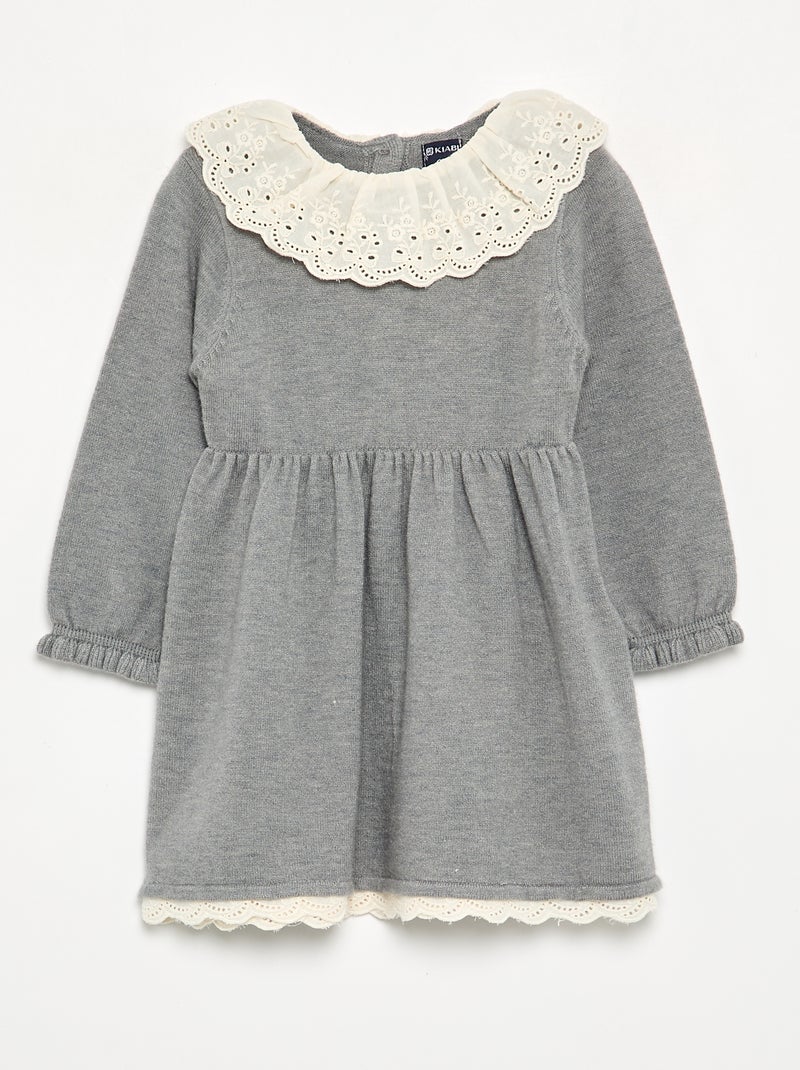 Robe col claudine + collants Gris - Kiabi