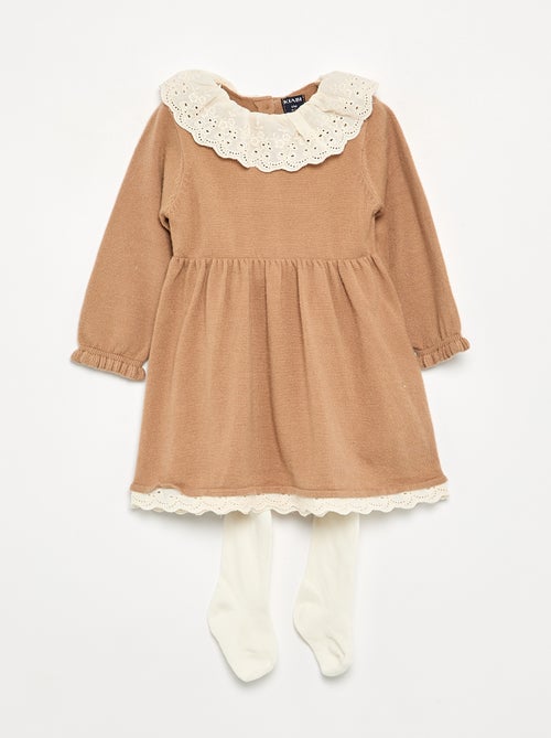 Robe col claudine + collants - Kiabi