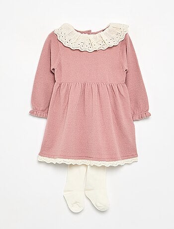 Robe col claudine + collants