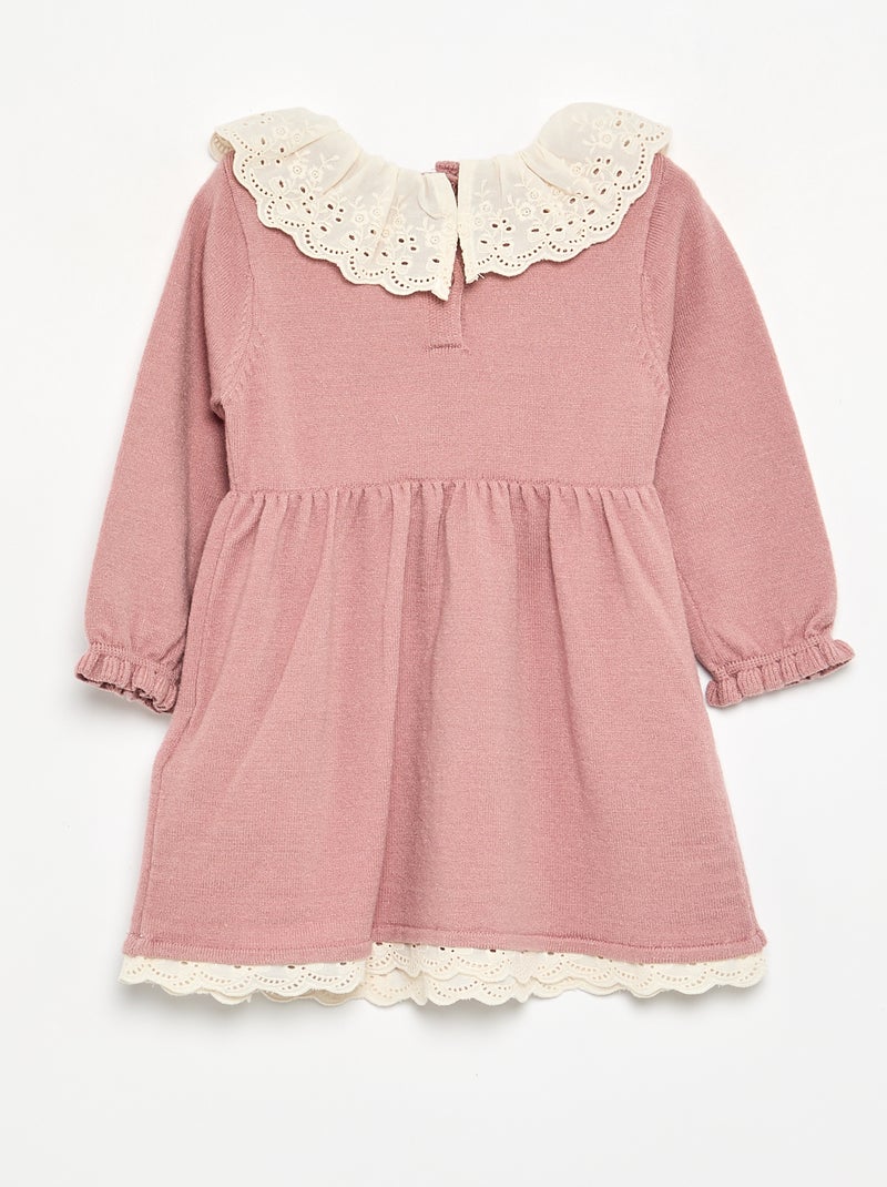 Robe col claudine + collants Rose - Kiabi