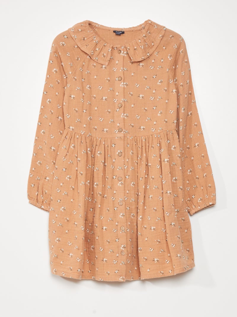 Robe col claudine et imprimé fleuri Rose - Kiabi