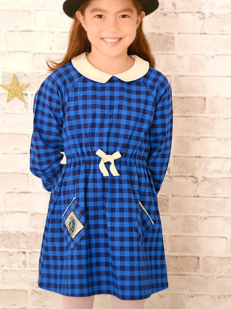 Robe Col Claudine Fille  Carrx Vichy  Roi - 'LA FAUTE A VOLTAIRE' Bleu Bleu marine - Kiabi