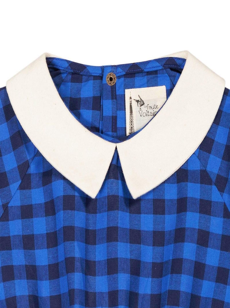 Robe Col Claudine Fille  Carrx Vichy  Roi - 'LA FAUTE A VOLTAIRE' Bleu Bleu marine - Kiabi