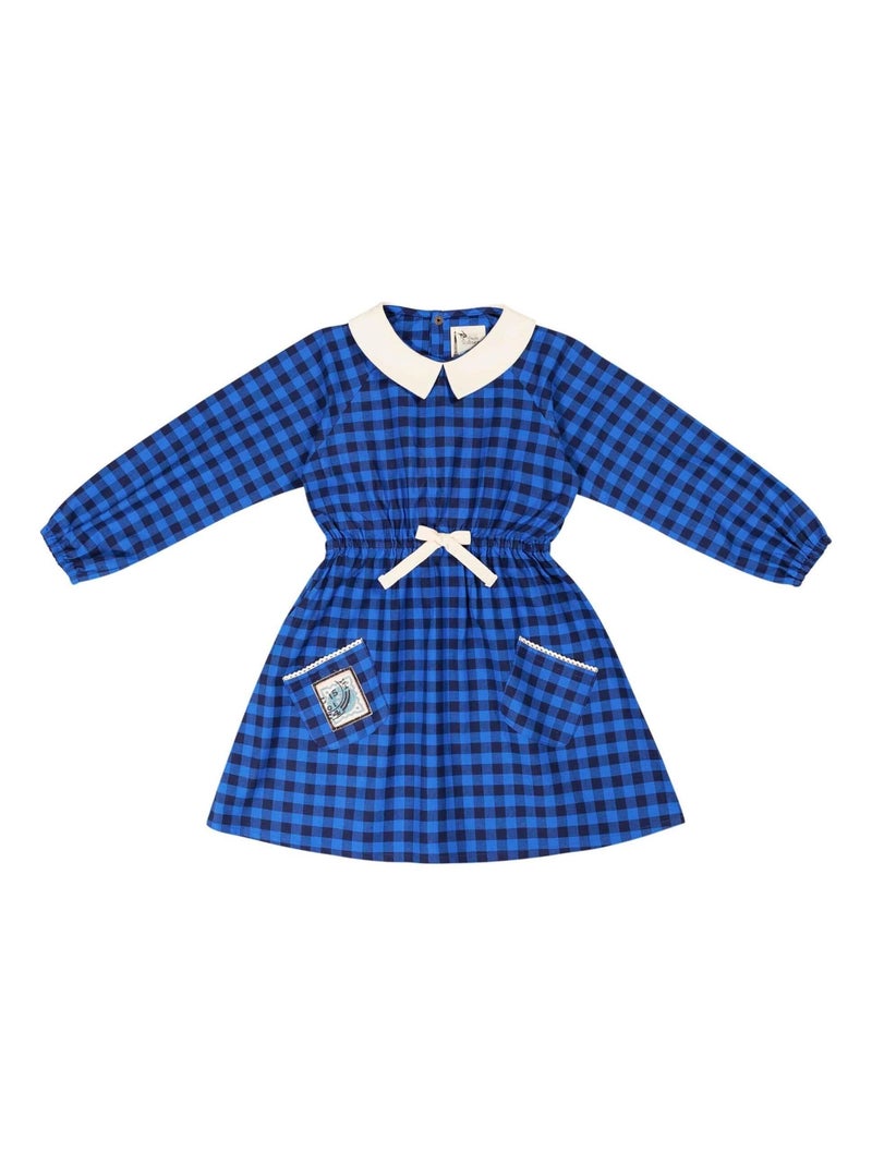 Robe Col Claudine Fille  Carrx Vichy  Roi - 'LA FAUTE A VOLTAIRE' Bleu Bleu marine - Kiabi