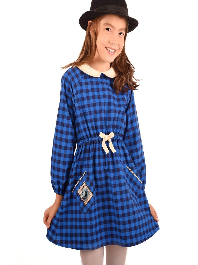 Robe Col Claudine Fille  Carrx Vichy  Roi - 'LA FAUTE A VOLTAIRE' Bleu Bleu marine - Kiabi