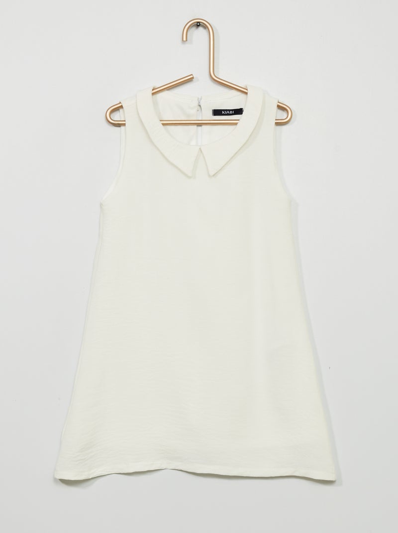 Robe col claudine fluide Blanc - Kiabi
