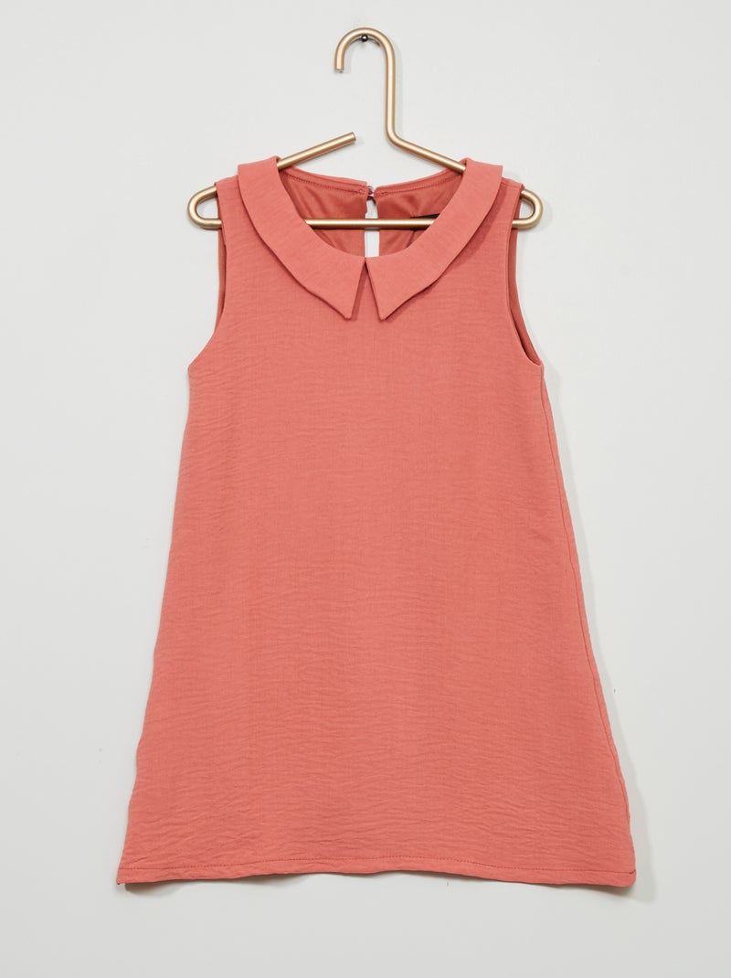 Robe col claudine fluide Rose - Kiabi