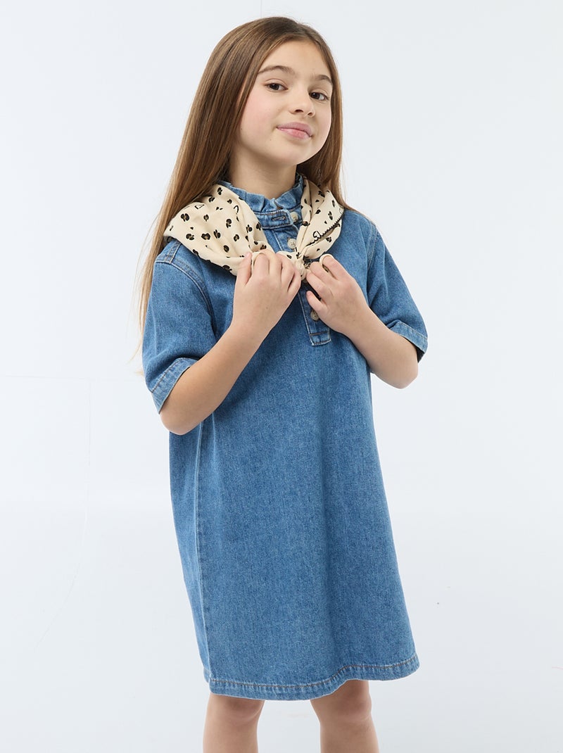 Robe col mao en jean Bleu - Kiabi