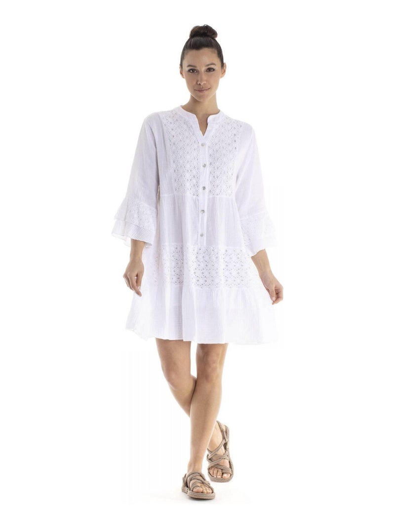 Robe col mao MORINA - Gérard Pasquier Blanc - Kiabi