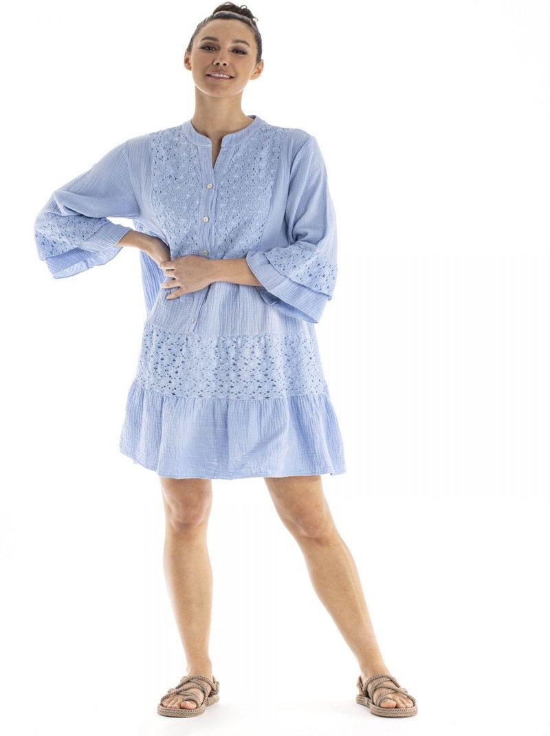 Robe col mao MORINA - Gérard Pasquier Bleu ciel - Kiabi