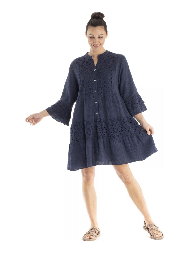 Robe col mao MORINA - Gérard Pasquier Bleu marine - Kiabi