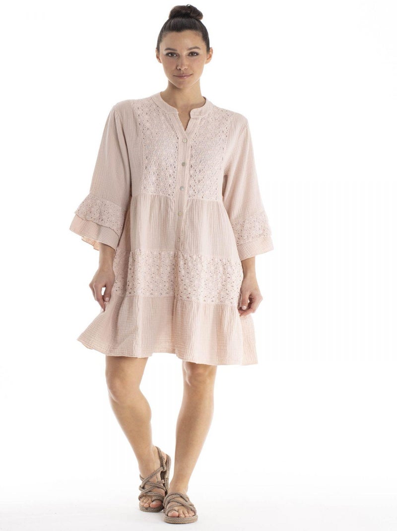 Robe col mao MORINA - Gérard Pasquier Rose - Kiabi