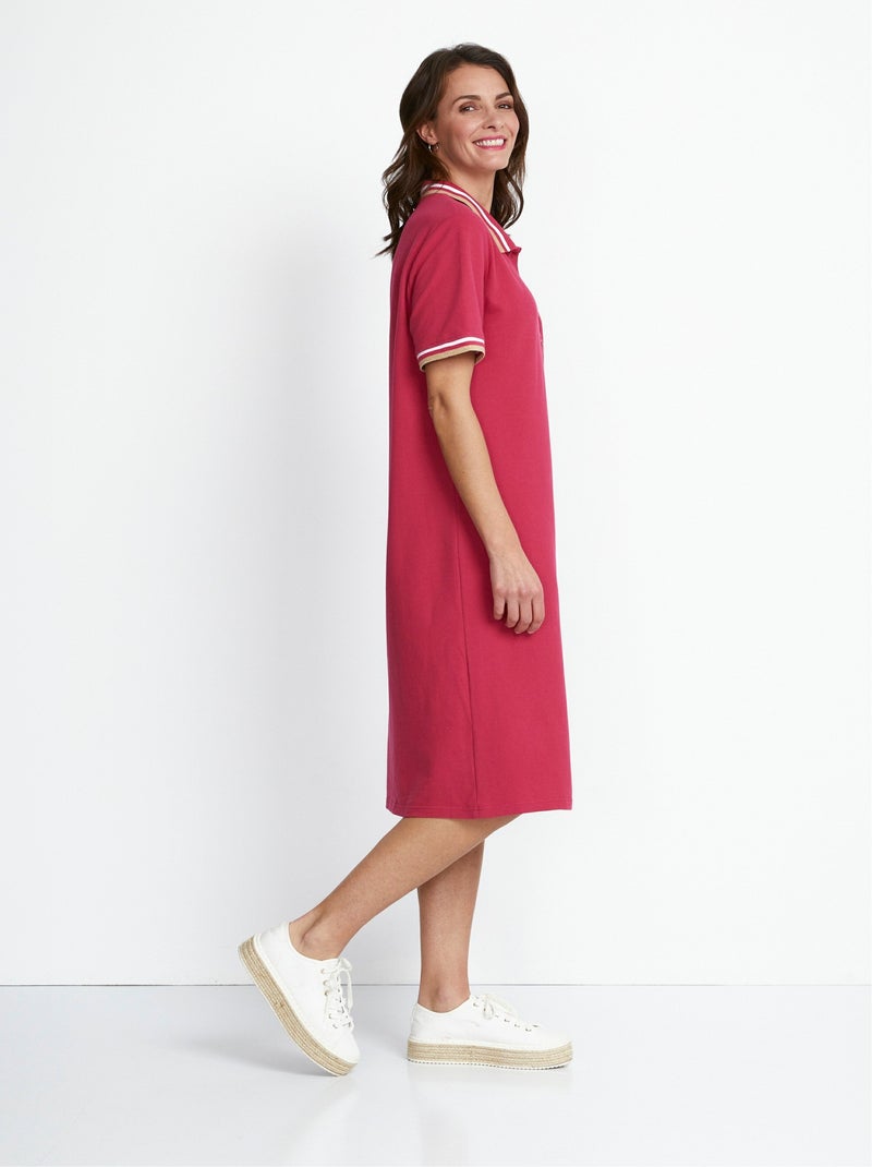 Robe col polo maille piquée - Afibel Rose fushia - Kiabi